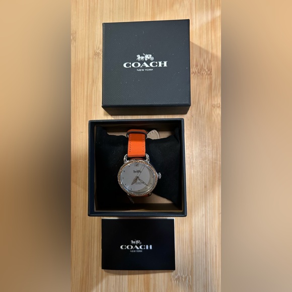 Coach Delancey Watch With 36mm White Face & Orange Leather Band - Picture 7 of 7